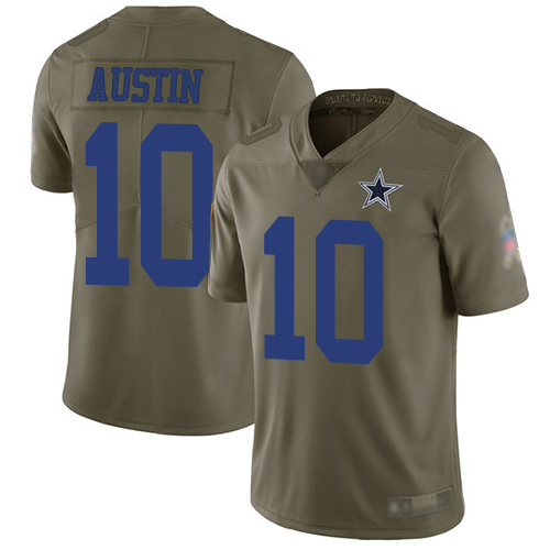 Men Dallas Cowboys Limited Olive Tavon Austin #10 2017 Salute to Service NFL Jersey